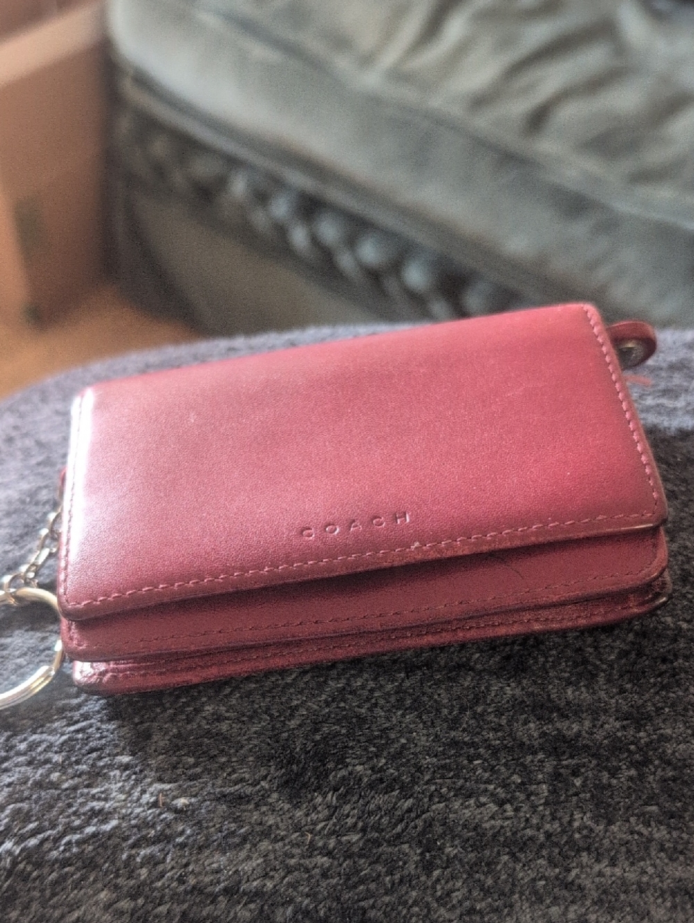 Vintage Bedford Coach Burgundy Leather Wallet with Keyring